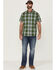 Image #2 - Brothers and Sons Men's Performance Large Plaid Short Sleeve Button-Down Western Shirt, Kelly Green, hi-res