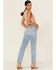 Image #3 - Wrangler Retro Women's Wild West 603 Mid Damaged High Rise Straight Jeans, Blue, hi-res