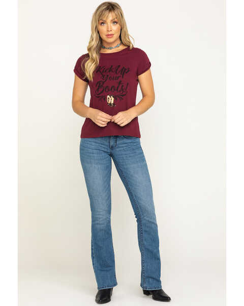 Image #6 - Shyanne Women's Wine Kick Up Your Boots Graphic Tee, , hi-res