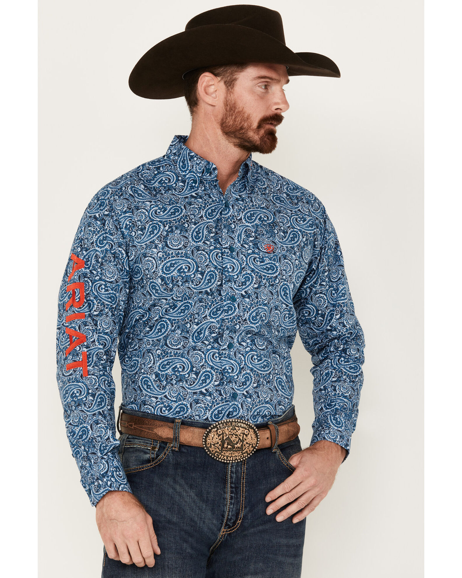 Ariat Men's Team Wayde Paisley Print Long Sleeve Button-Down