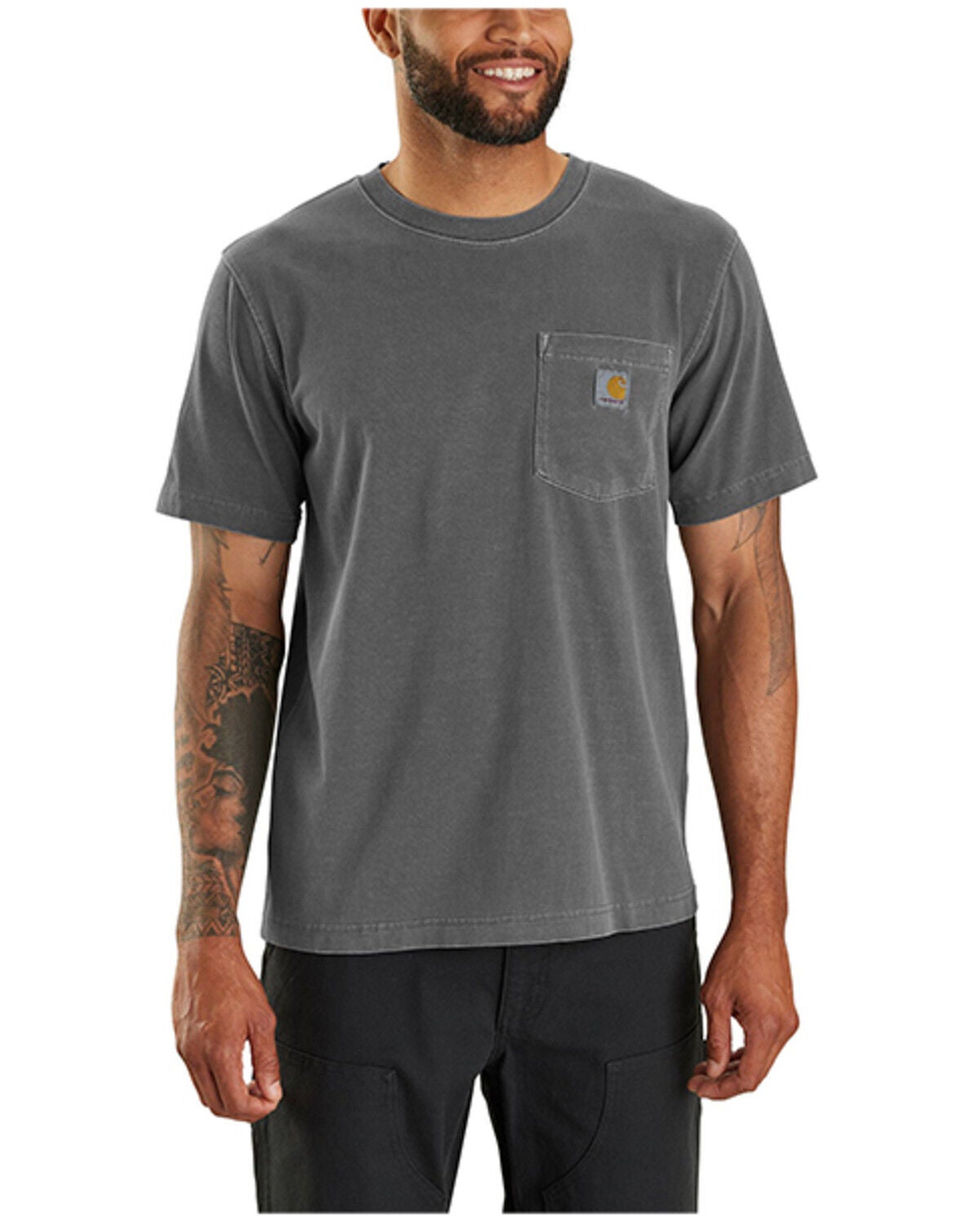 Carhartt Men's Relaxed Fit Lightweight Short Sleeve Graphic T-Shirt, Dark Grey, hi-res