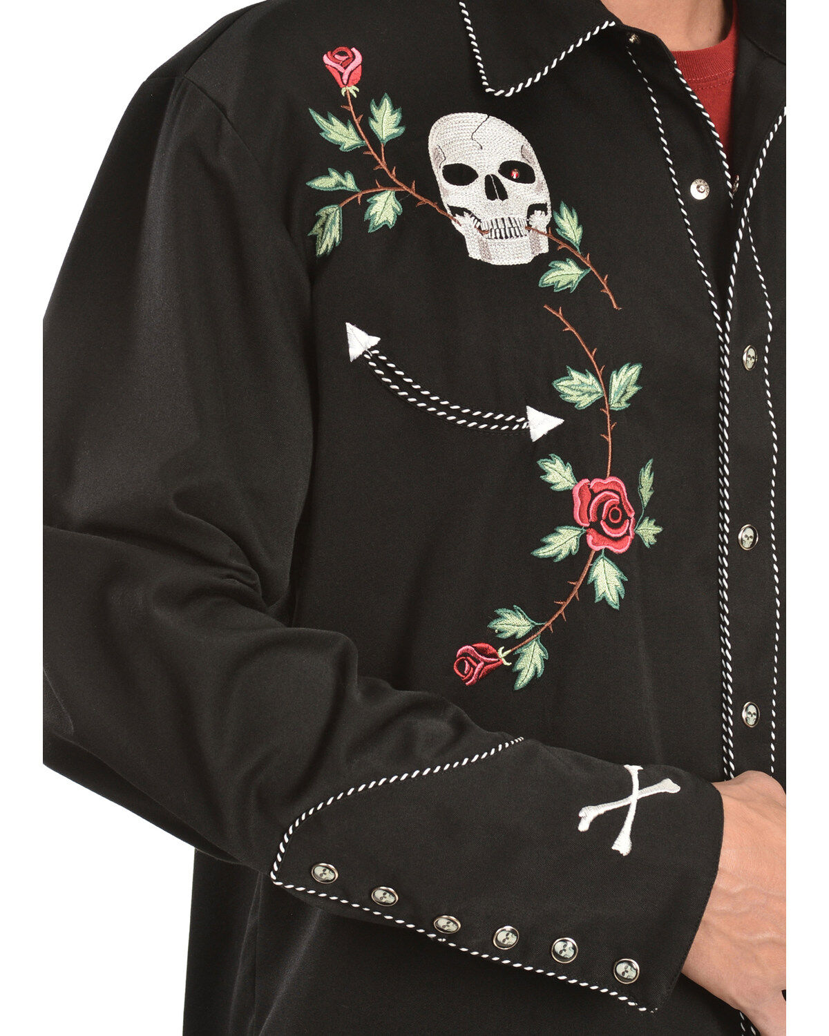 Scully Men's Skull \u0026 Roses Embroidered