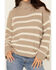 Image #3 - Sadie & Sage Women's Striped Turtleneck Sweater, Grey, hi-res
