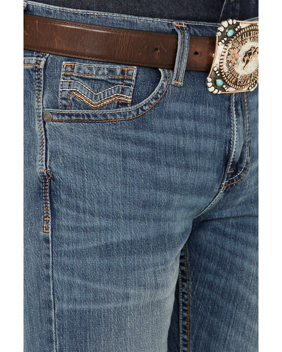 Image #2 - Cody James Men's Light A Shuck Medium Wash Relaxed Bootcut Stretch Denim Jeans, Light Medium Wash, hi-res