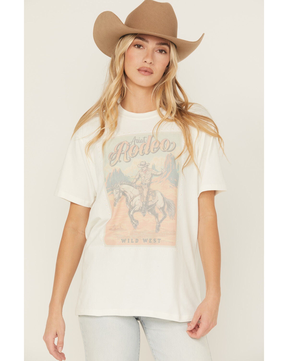 Ariat Women's Rodeo Pearl Short Sleeve Graphic Tee, White, hi-res