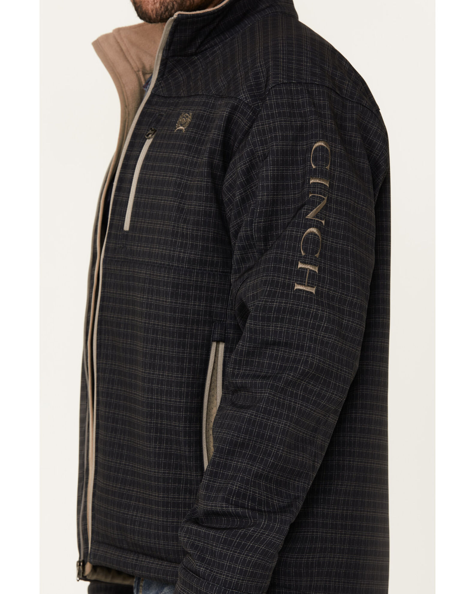 Cinch Men's Plaid Print Bonded Zip Softshell Jacket | Boot Barn