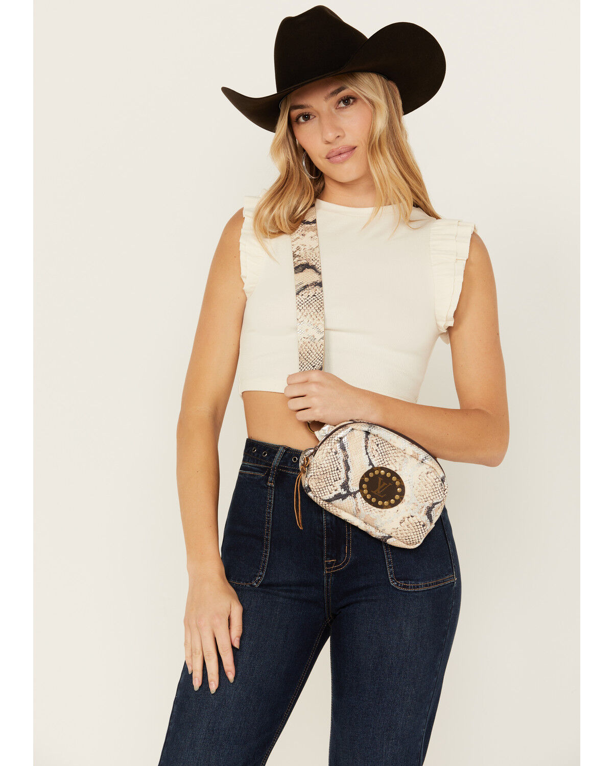 Image #1 - Keep It Gypsy Women's Paige Snake Print Crossbody Sling Bag, Cream, hi-res