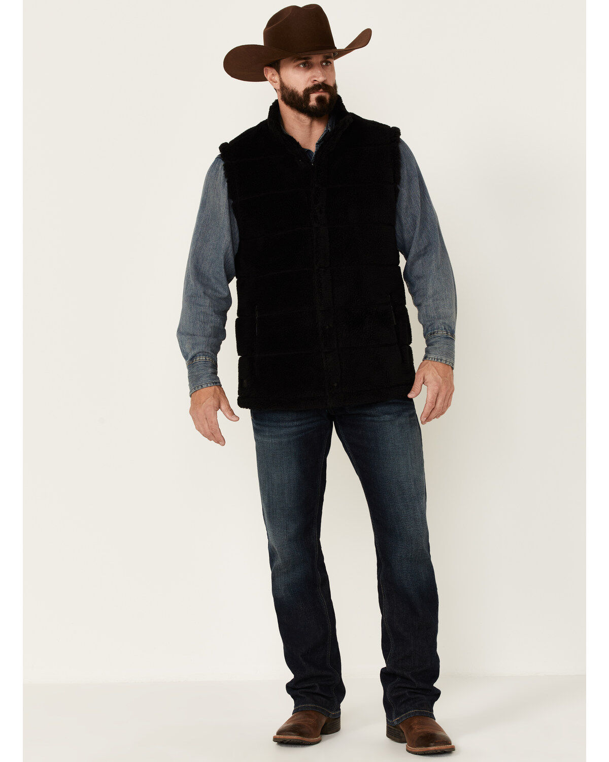 Image #2 - Cody James Men's Mesa Quilted Snap-Front Sherpa Vest, Black, hi-res