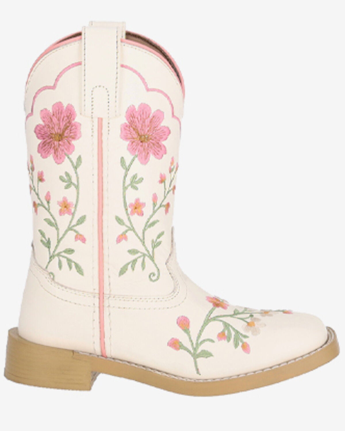 Image #2 - Smoky Mountain Girls' Desert Bloom Western Boots - Broad Square Toe, Ivory, hi-res