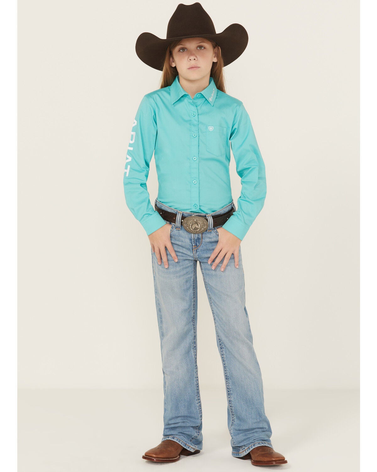 Ariat Girls' Hasley Bootcut Stretch Denim Jeans, Light Wash, hi-res