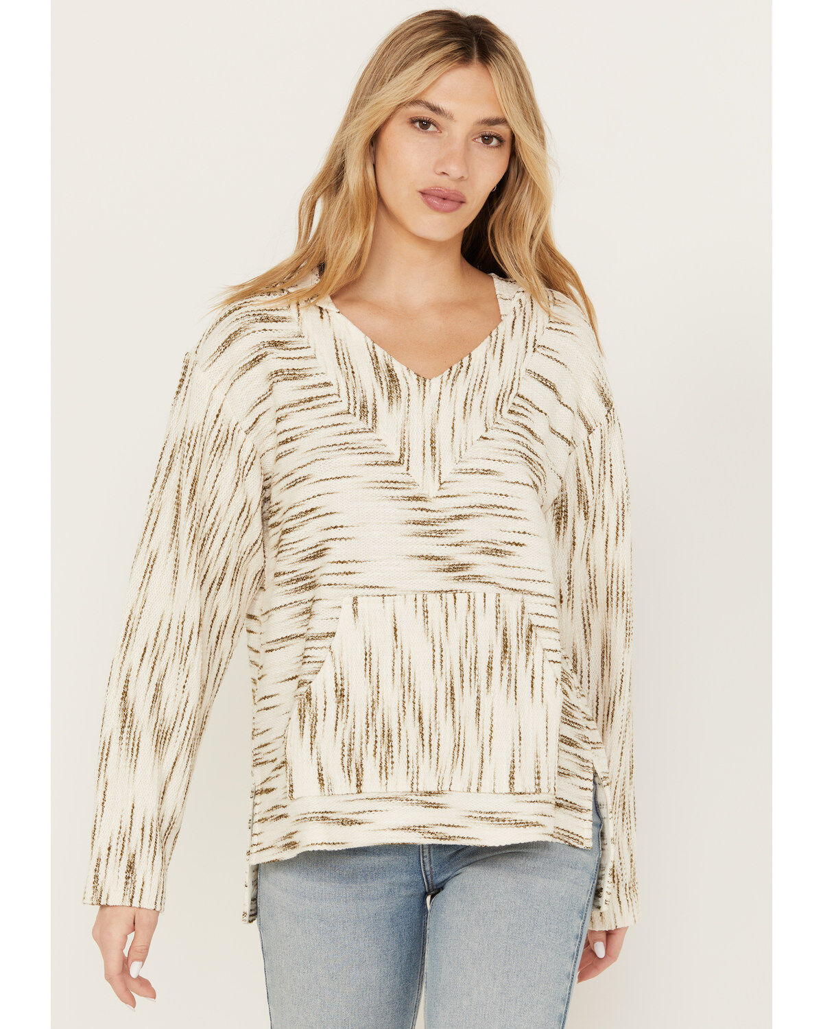 Image #1 - Cleo + Wolf Women's Space-Dye Baja Hoodie, Cream, hi-res