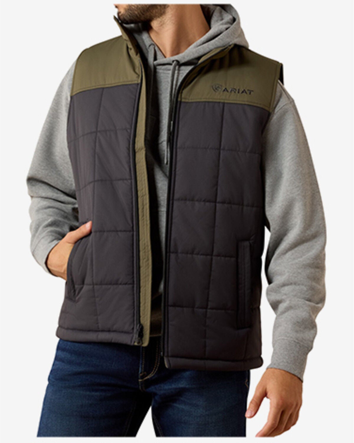Ariat Men's Crius Concealed Carry Insulated Vest, Charcoal, hi-res
