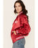 Image #2 - Rodeo Hippie Women's Country Club Bomber Jacket , Red, hi-res
