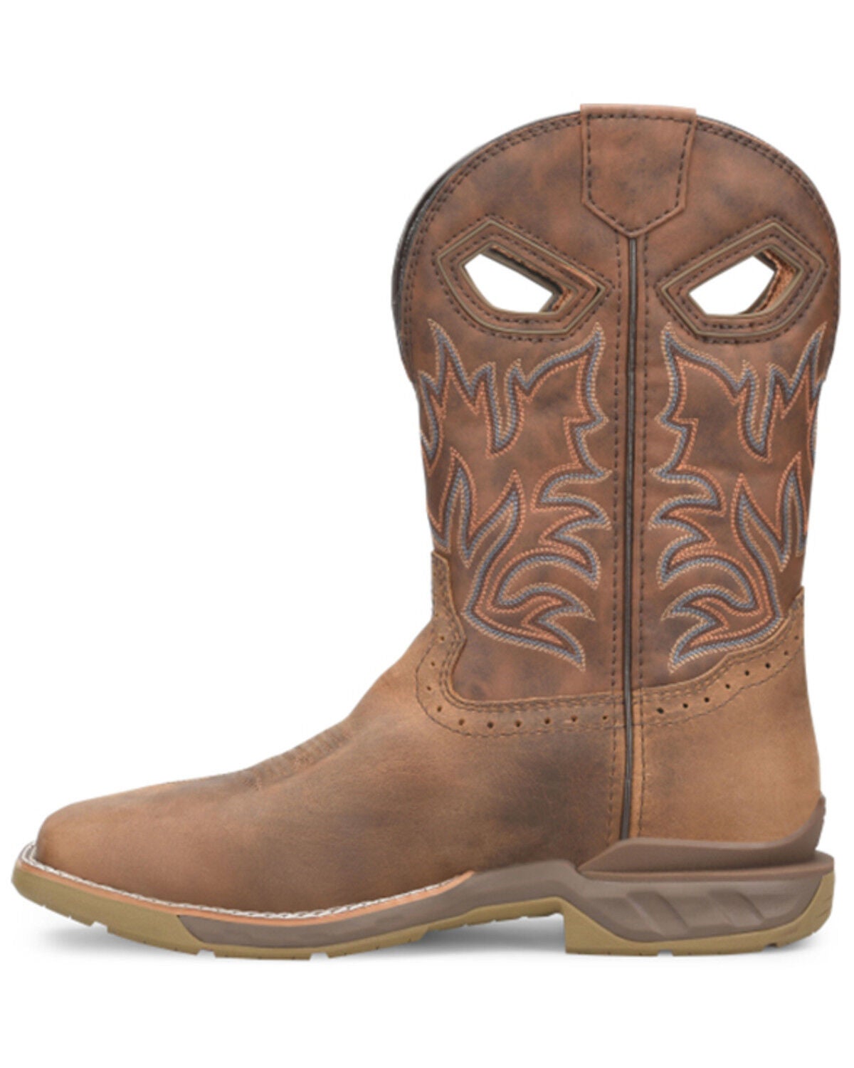 Image #3 - Double H Men's Phantom Rider Roper Pull On Work Boots - Square Toe, Brown, hi-res