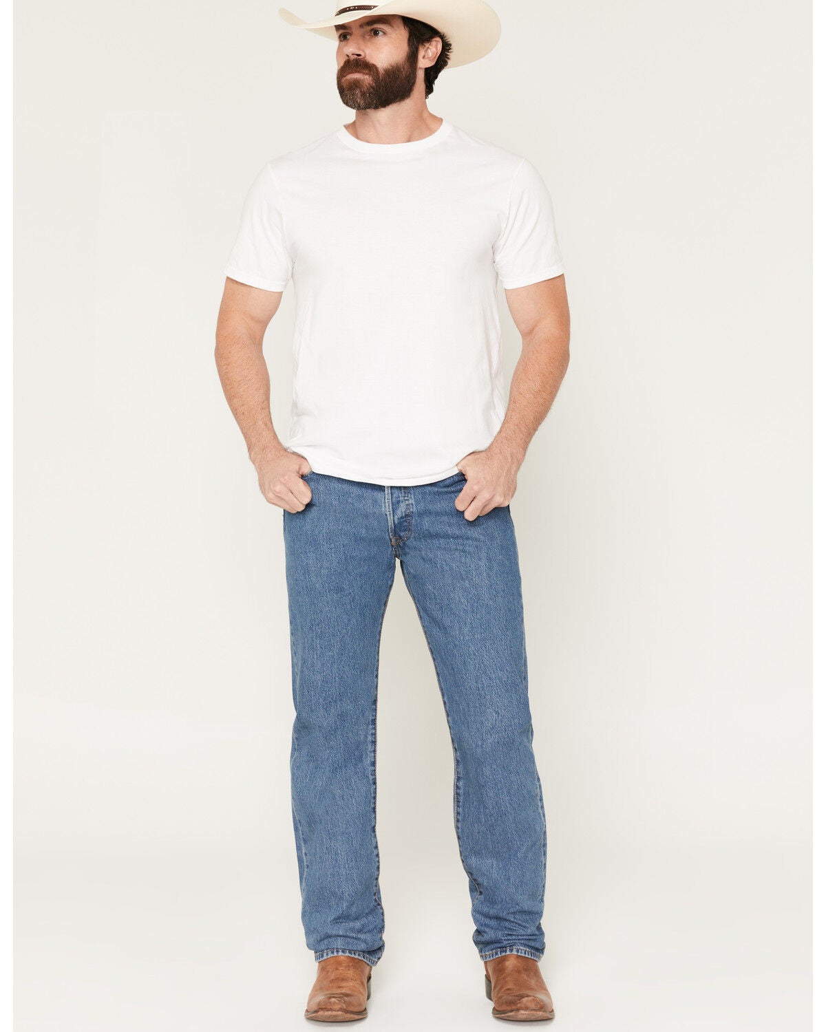 Levi's Men's 501 Original Prewashed Regular Straight Leg Jeans, Stonewash, hi-res