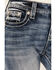 Image #4 - Miss Me Women's Medium Wash Mid Rise Horseshoe Bootcut Stretch Denim Jeans, Medium Wash, hi-res