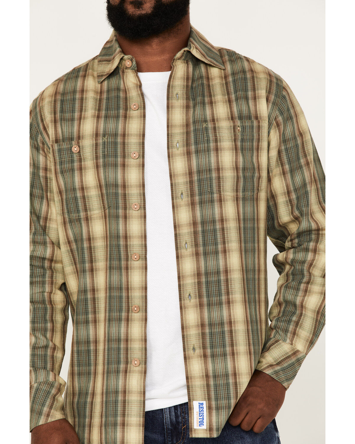 Image #3 - Resistol Men's Boulder Large Plaid Button Down Western Shirt, Sage, hi-res