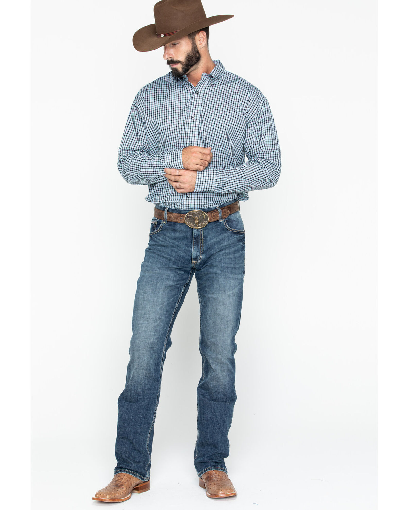 Image #6 - Wrangler Retro Men's Layton Medium Wash Low Rise Slim Bootcut Jeans - Tall, Indigo, hi-res