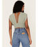 Image #4 - Free People Women's Aria Ruched Corset Crop Top, Olive, hi-res