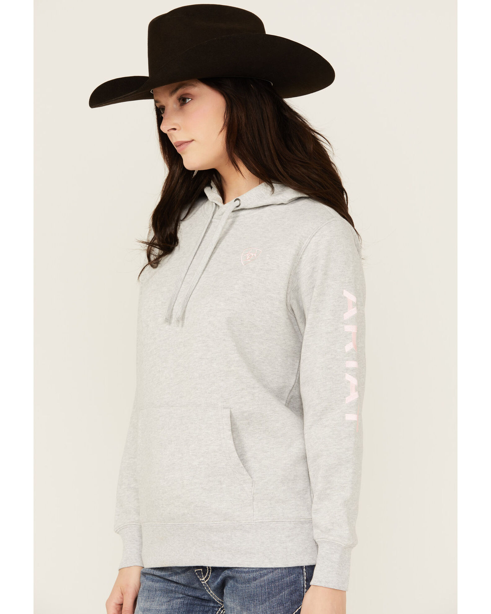 Image #2 - Ariat Women's Boot Barn Exclusive Logo Hoodie, Grey, hi-res