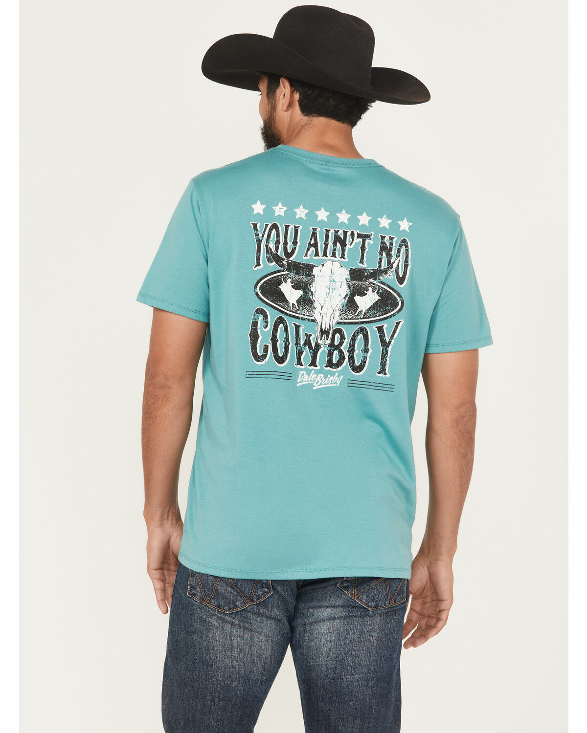 Image #1 - Rock & Roll Denim Men's Dale Brisby Short Sleeve Graphic T-Shirt, Teal, hi-res