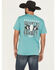 Image #1 - Rock & Roll Denim Men's Dale Brisby Short Sleeve Graphic T-Shirt, Teal, hi-res