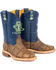 Image #2 - Tin Haul Boys' Barbed Wire All Beef Sole Western Boots - Square Toe, Brown, hi-res