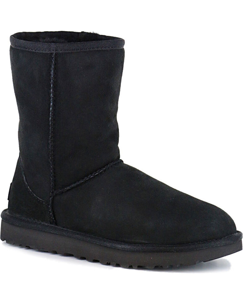 classic short black leather ugg boots