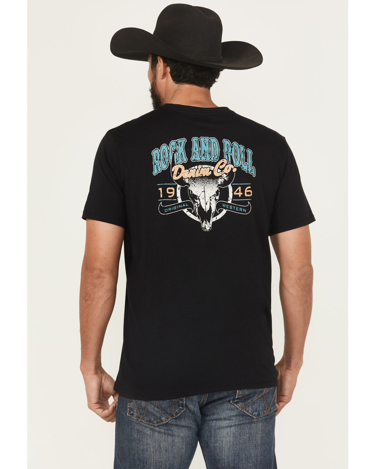 Image #1 - Rock & Roll Denim Men's Steerhead Short Sleeve Graphic T-Shirt, Black, hi-res