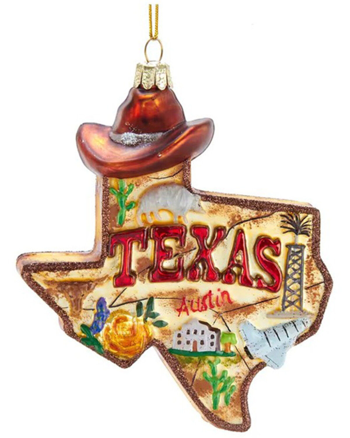 Image #2 - Kurt Adler Glass Texas Ornament, Multi, hi-res