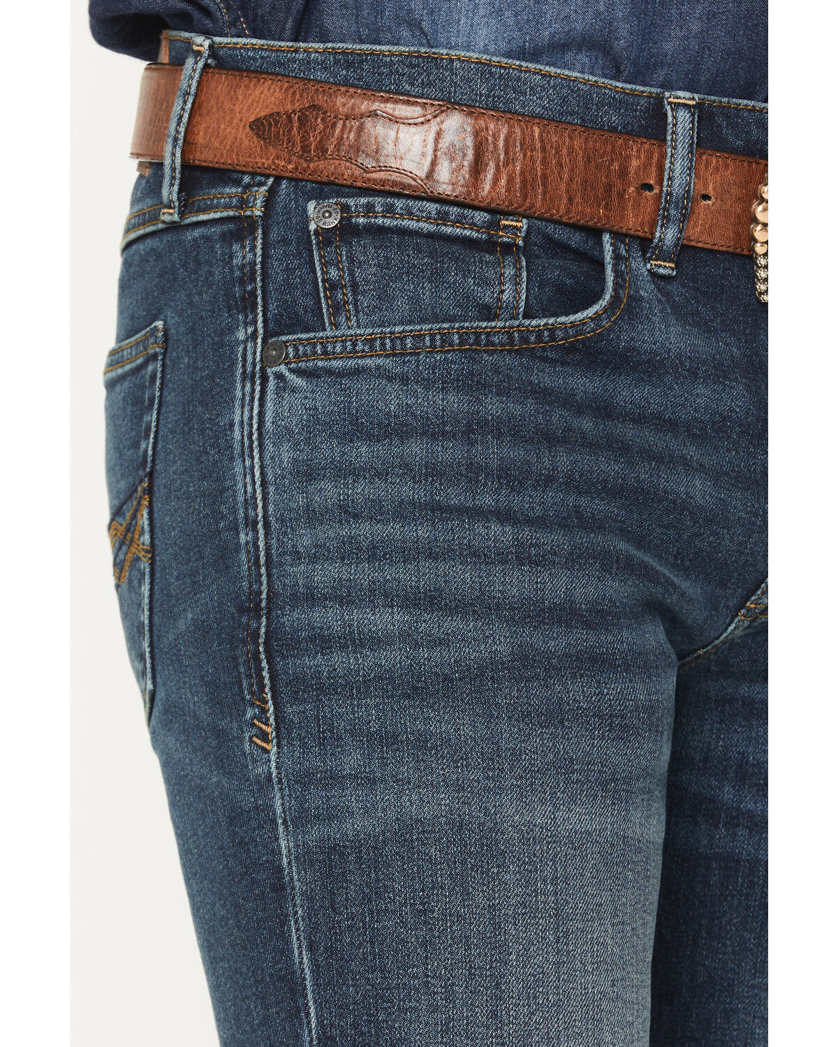 Image #2 - RANK 45® Men's Rockford Wash Brock Relaxed Bootcut Performance Stretch Denim Jeans, Dark Wash, hi-res