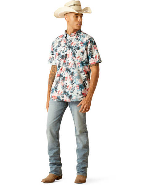 Ariat Men's VentTEK Outbound Tropical Print Classic Fit Short Sleeve Button-Down Western Shirt , Multi, hi-res