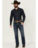 Image #1 - Rock 47 by Wrangler Men's Cowboy Hat Dark Wash Slim Bootcut Stretch Denim Jeans, Dark Medium Wash, hi-res