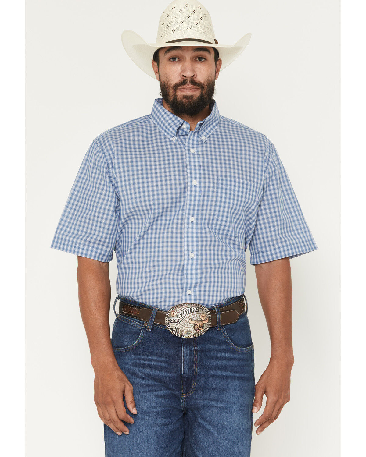 Image #1 - Wrangler Riata Men's Assorted Plaid Print Short Sleeve Button-Down Western Shirt, Multi, hi-res