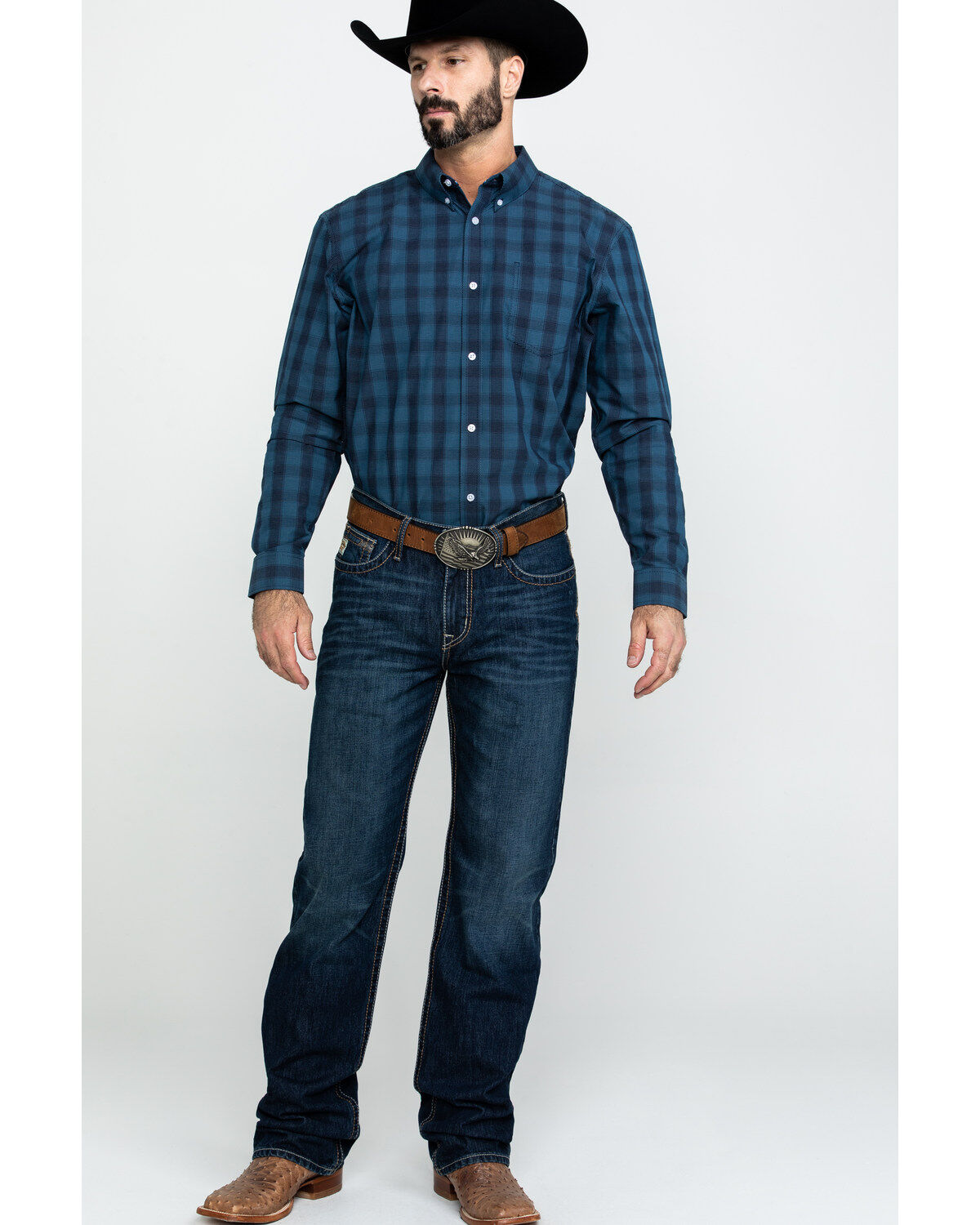 Image #6 - Cody James Core Men's Taladega Small Plaid Long Sleeve Western Shirt, , hi-res