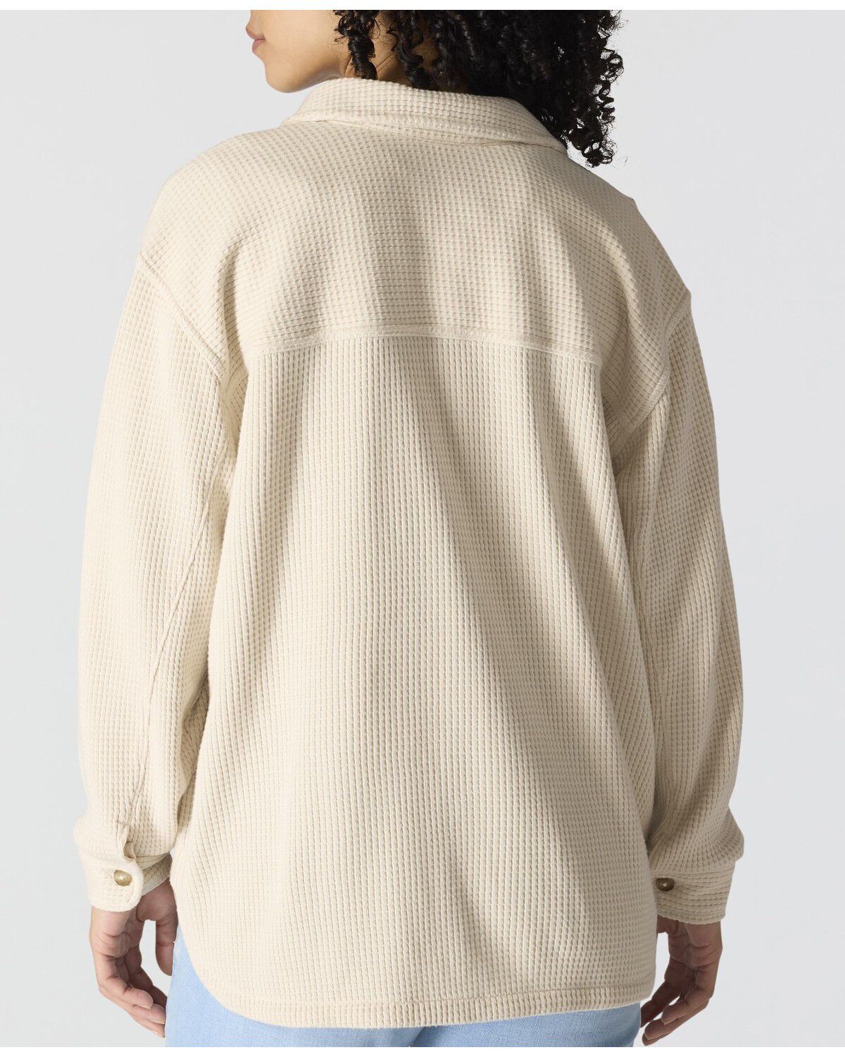 Image #3 - Carhartt Women's Oversized Fit Heavyweight Waffle Knit Work Shirt, Ivory, hi-res