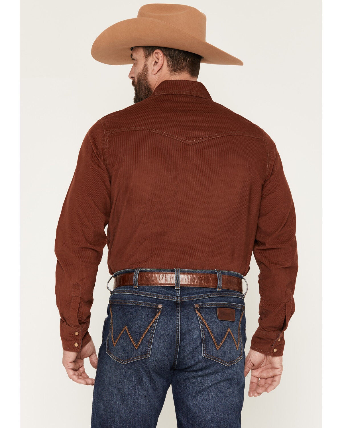Image #4 - Wrangler Retro Men's Solid Corduroy Long Sleeve Snap Western Shirt, Rust Copper, hi-res