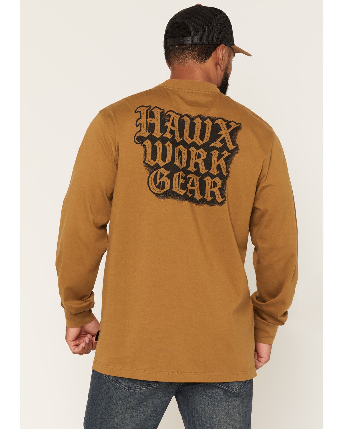 Hawx Men's Work Gear Long Sleeve Graphic Work T-Shirt, Tan, hi-res