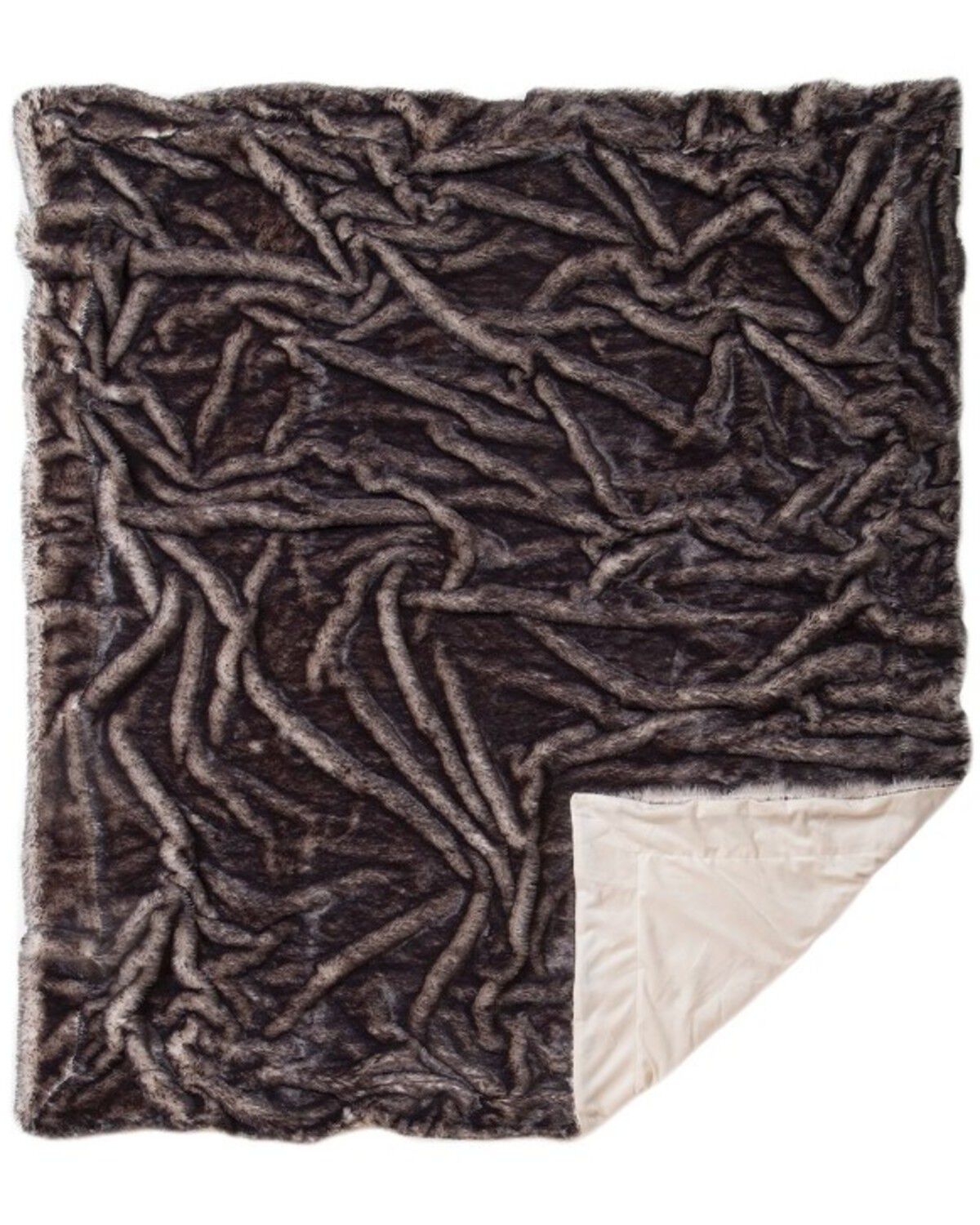 Image #2 - Carstens Home Dark Grey Tipped Fox Faux Fur Throw Blanket, Grey, hi-res