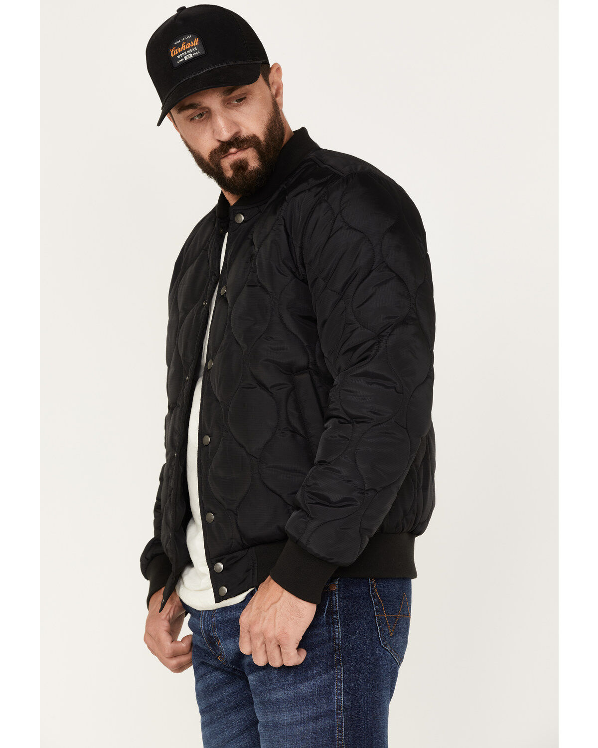 Image #2 - Brixton Men's Dillinger Quilted Bomber Jacket, Black, hi-res