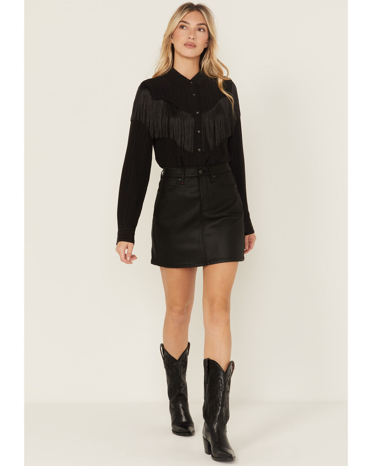 Image #1 - Idyllwind Women's Coated Super Stretch Mini Skirt, Black, hi-res