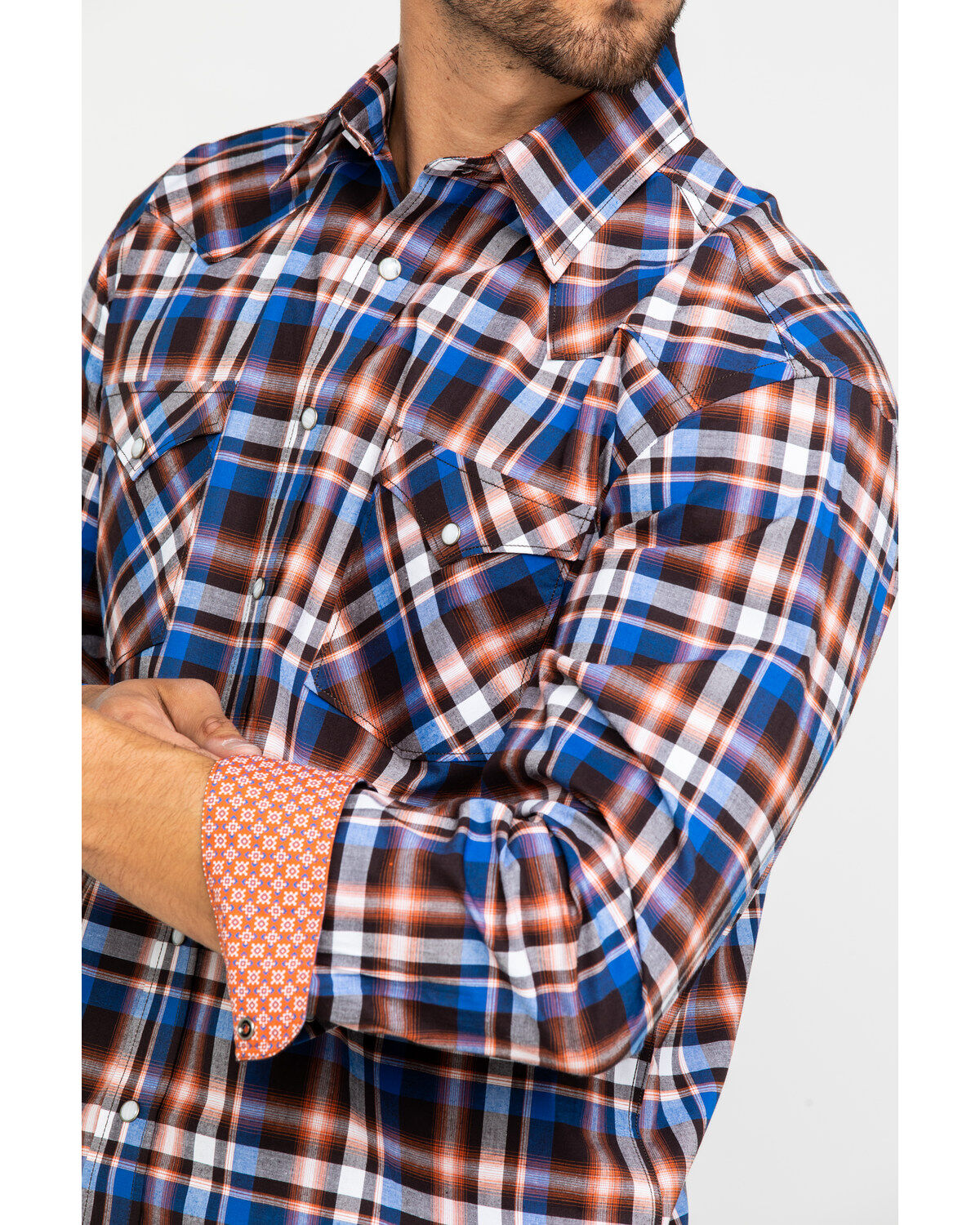 Image #4 - Rough Stock By Panhandle Men's Walpole Stretch Plaid Print Long Sleeve Western Shirt , , hi-res
