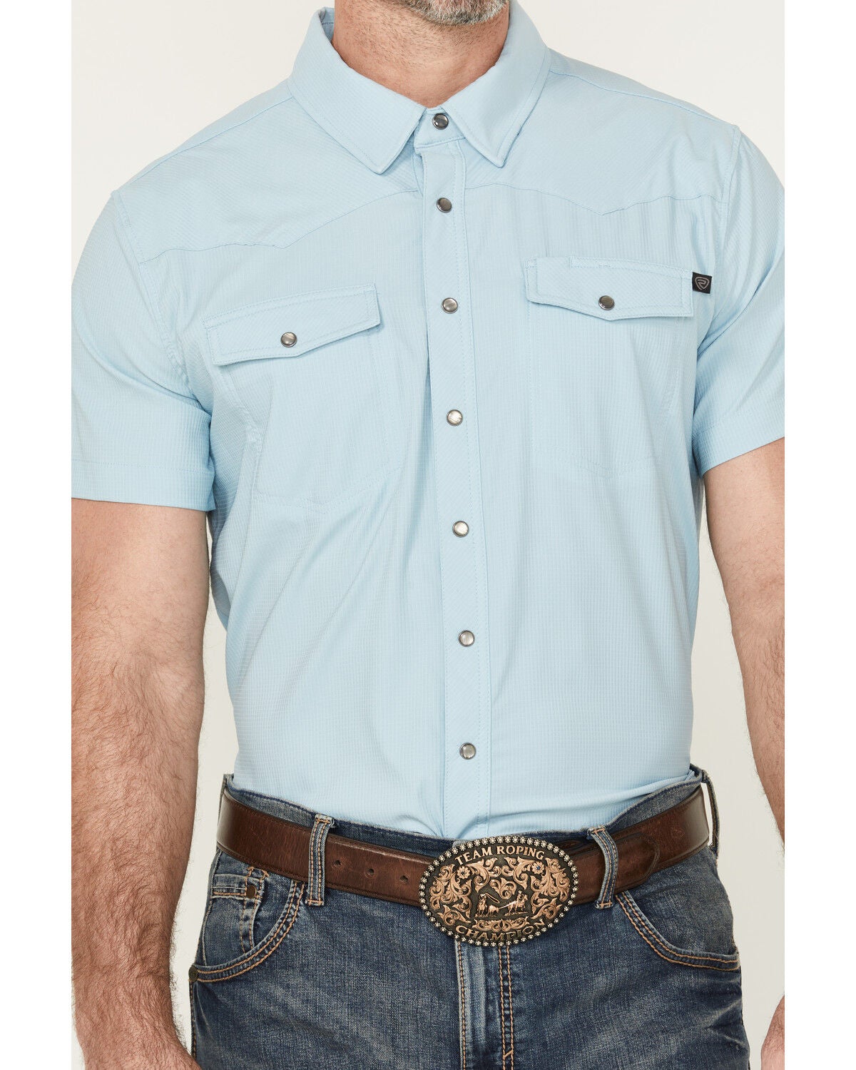 Image #3 - Rock & Roll Denim Men's Solid Tek Short Sleeve Snap Western Shirt, , hi-res