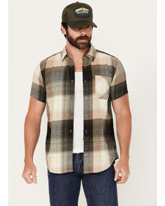 Brothers and Sons Men's Tooele Plaid Print Short Sleeve Button Down Western Shirt, Dark Grey, hi-res
