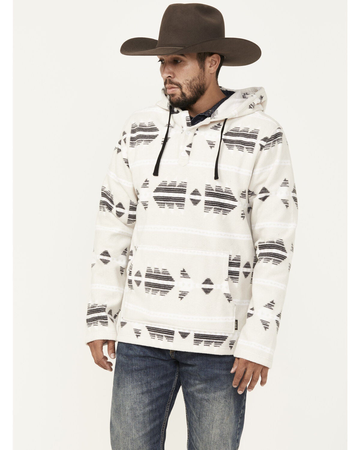 Image #1 - Cinch Men's Southwestern Henley Hooded Sweatshirt, , hi-res