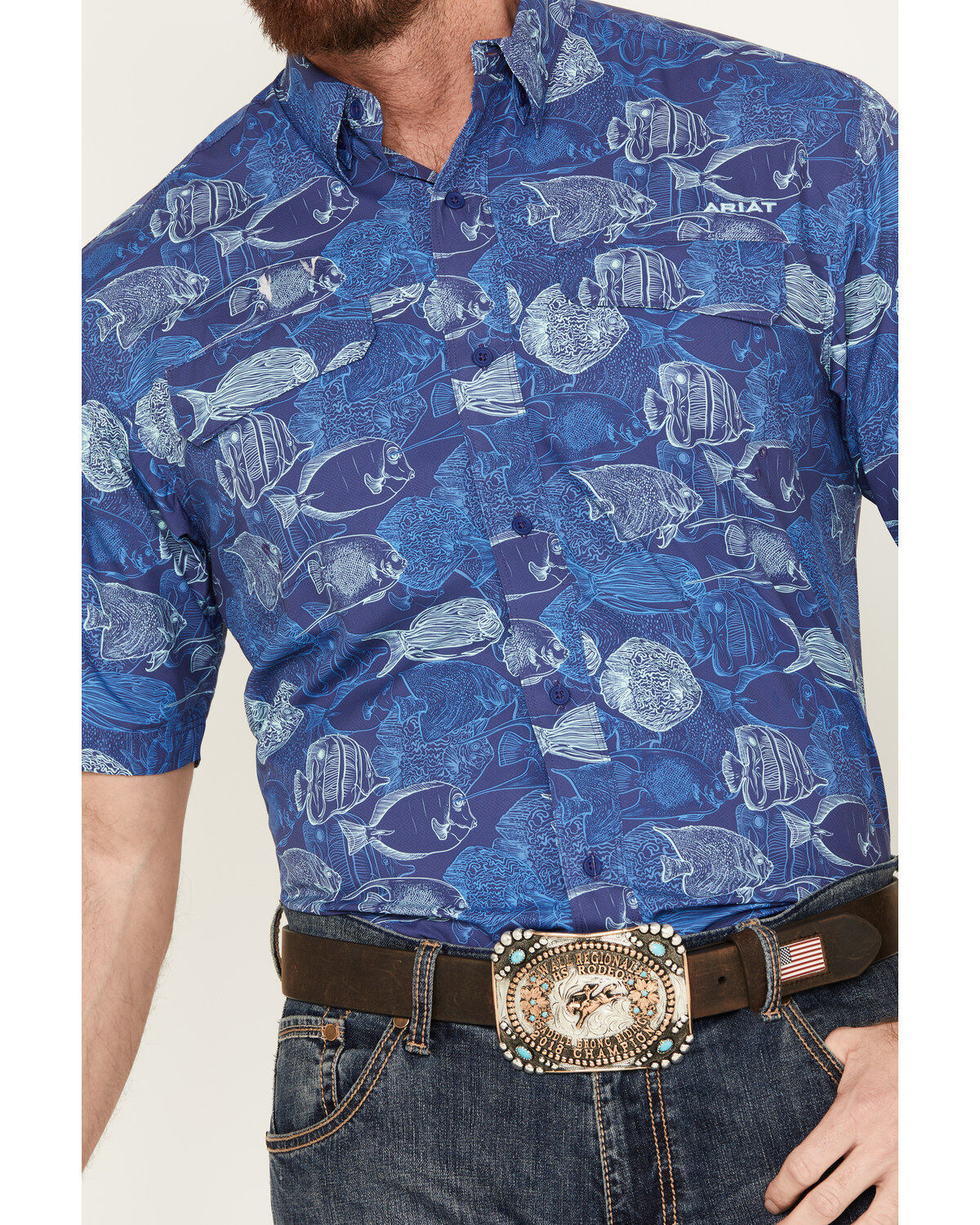 Product Name:  Ariat Men's VentTEK Outbound Print Classic Fit Short Sleeve Performance Shirt