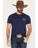 Image #1 - Ariat Men's Vertical Logo Short Sleeve Graphic T-Shirt, Blue, hi-res