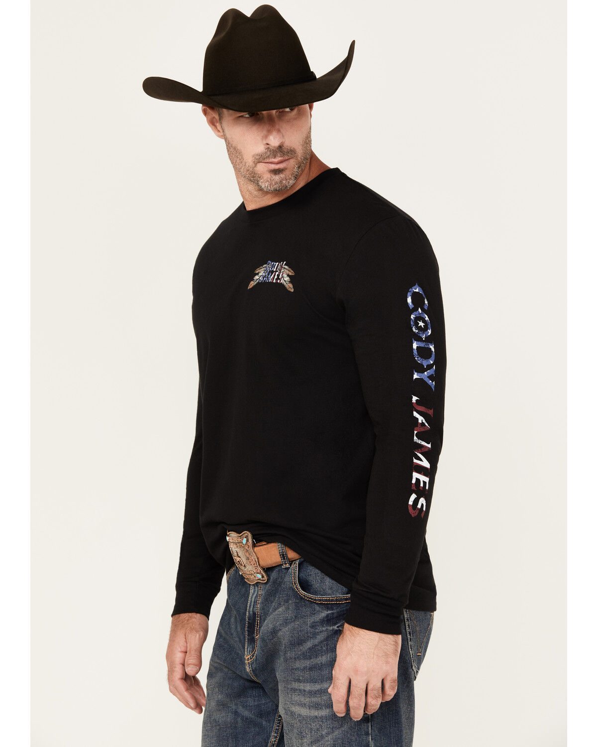 Image #4 - Cody James Men's U.S.A. Skull Long Sleeve Graphic T-Shirt, Black, hi-res