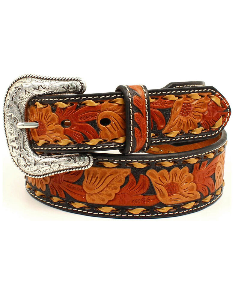Nocona Men&#39;s Tri-Color Floral Tooled Belt | Boot Barn