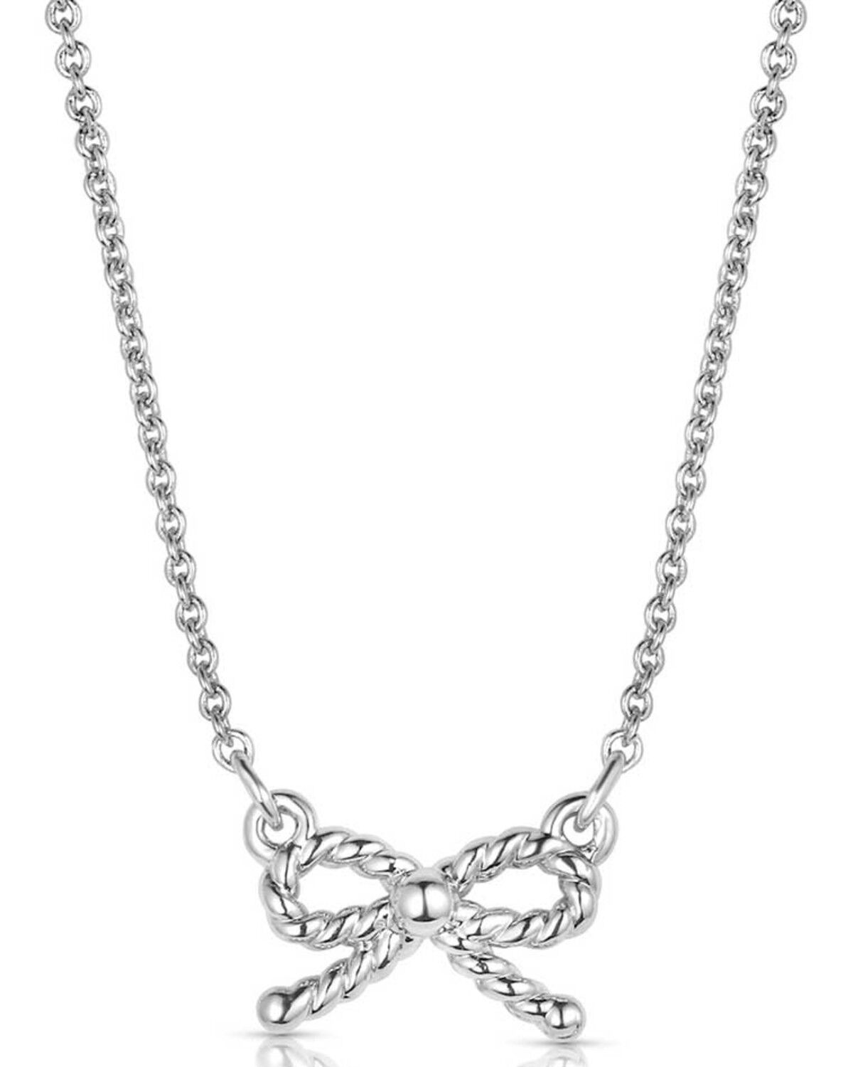 Image #1 - Montana Silversmiths Women's Roped Bow Necklace, Silver, hi-res